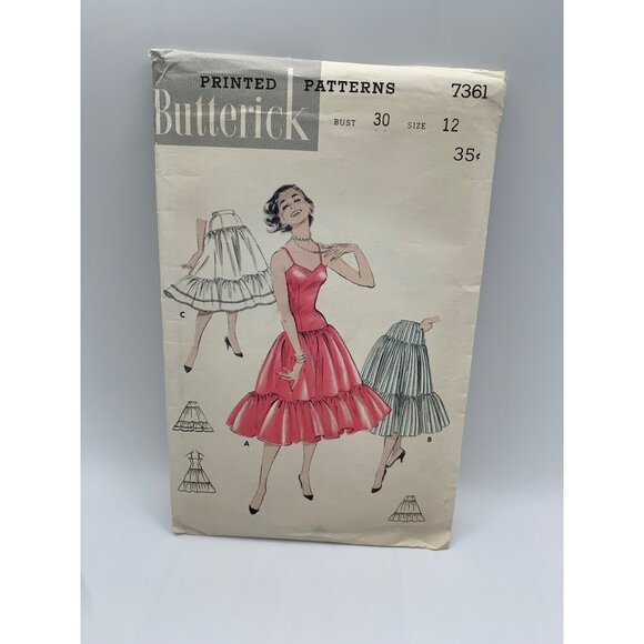 Butterick Misses Ruffled Slip Petticoats Skirt Sewing Pattern Sz 12 7361 - Picture 4 of 4